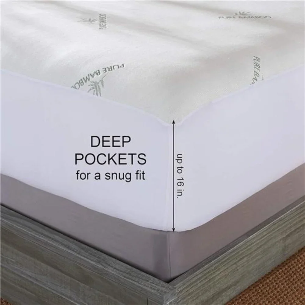 Queen Mattress Protector by PURE BAMBOO, Waterproof - Viscose Derived